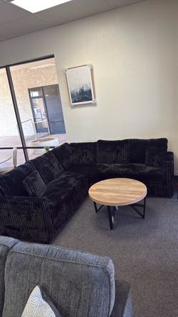 Black corduroy sectional