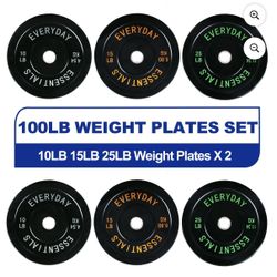 100 Lbs/Pounds Weight Plate Set Black