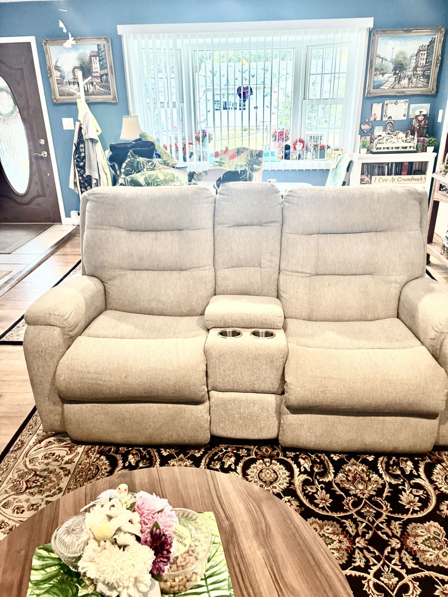 One loveseat and one loveseat with Console