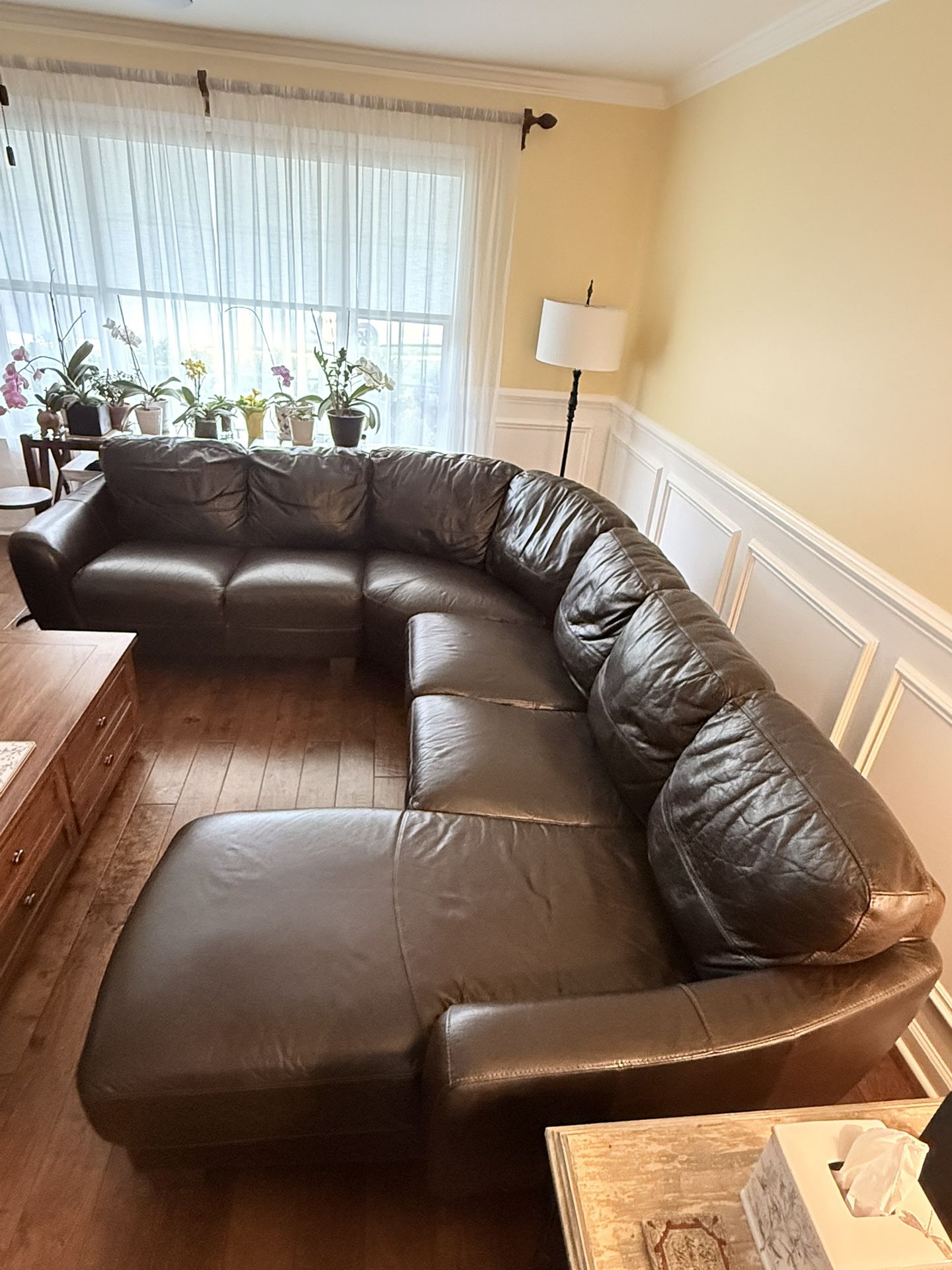 Leather Sofa Sectional With Left Arm Chaise Made in Italy by Sofitalia International