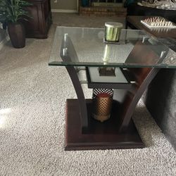 Glass/wood End Tables (2) OBO
