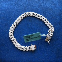 Nice NEW Sterling Silver .925 Moissanite Monaco Bracelet 8.5” - 8.5MM-Each Stone Passes The Diamond Tester-4.93 CTW