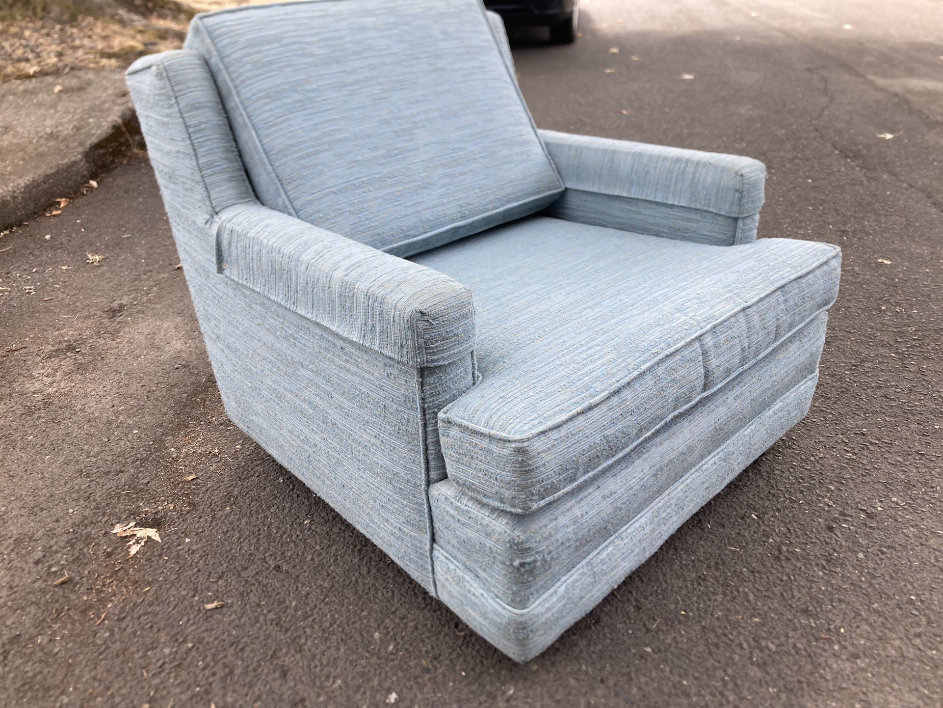 Vintage Mid Century Modern Powder Blue Rolling Wheeled Arm Chair 1950s 1960s