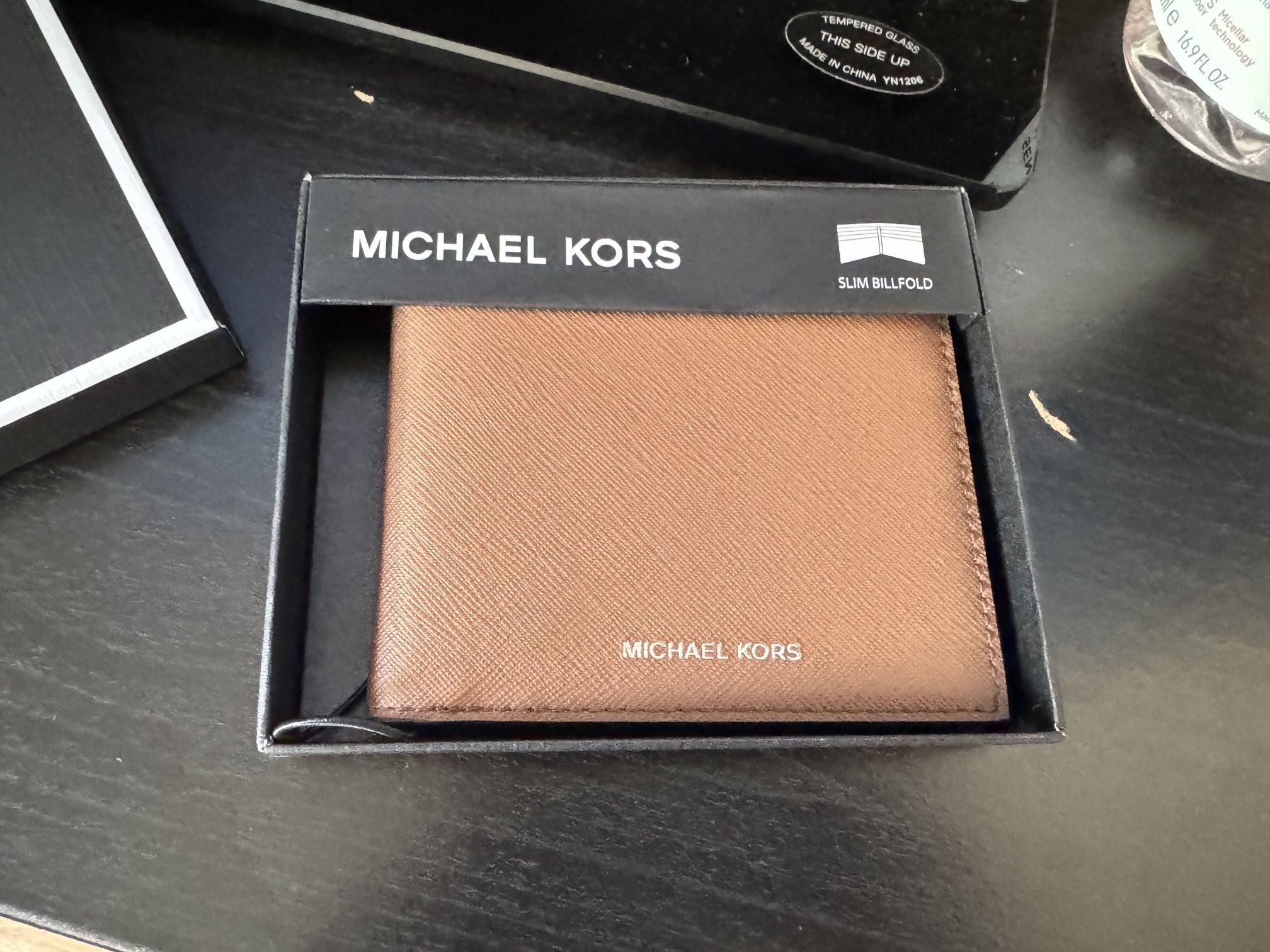 Michael Kors Men Wallet Brown Leather Slim Billfold Cardholder Purse $98
