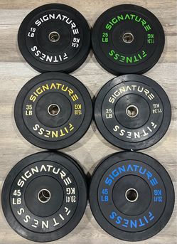 Brand New Signature Fitness Olympic Bumper Plate Pairs – 10, 25, 35 & 45 lb (READ DESCRIPTION)
