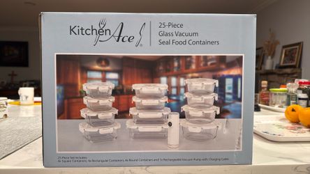 25 Piece Glass Vacuum Seal Food Containers