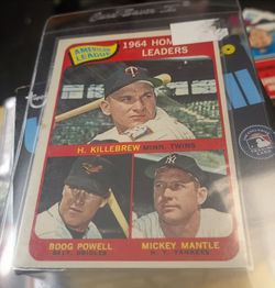 1964 Homerun Leaders Card Harmon Killebrew Mickey Mantle Boog Powell &  1964 World Series Mantles Clutch Hr card