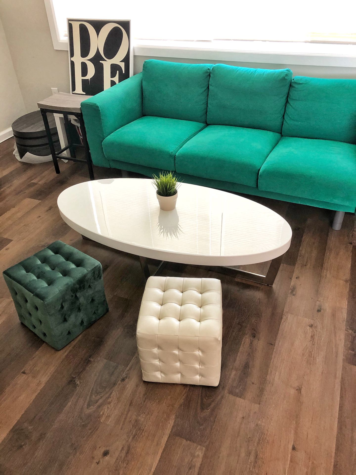 Modern White Oval Coffee Table