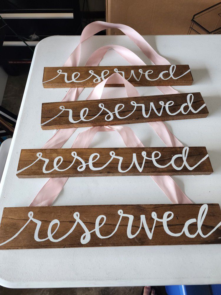 Set Of 4 Reserved Wedding Seat Signs 