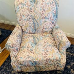 Ethel Skye Blue Paisley Push Back Recliner Chair