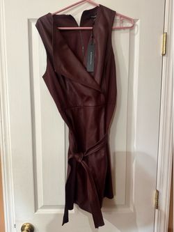 BCBG Women's Dress Leather Dark Burgendy Size M