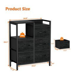 Wood dresser with storage shelf