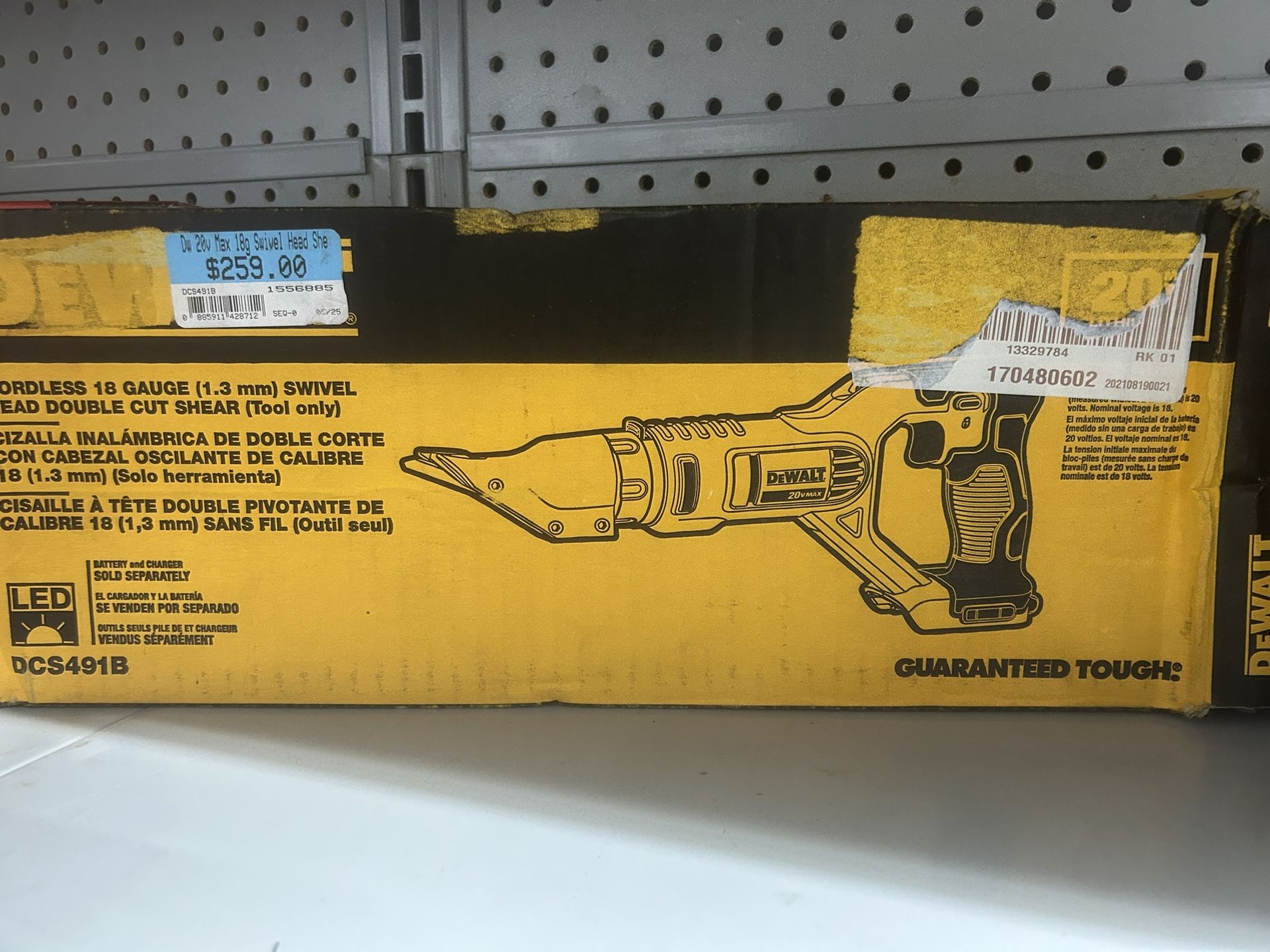 DEWALT DCS491B 18 GAUGE SWIVEL METAL SHEARS BARE TOOL