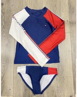 Tommy Hilfiger Girls' Two-Piece Rashguard Swimsuit Set
