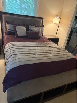 Modern Queen Bedroom Set - Bed, Dresser w/Mirror, & Nightstands