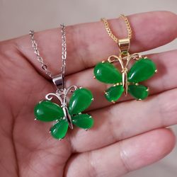 Genuine Jade 18K Gold plated necklace New