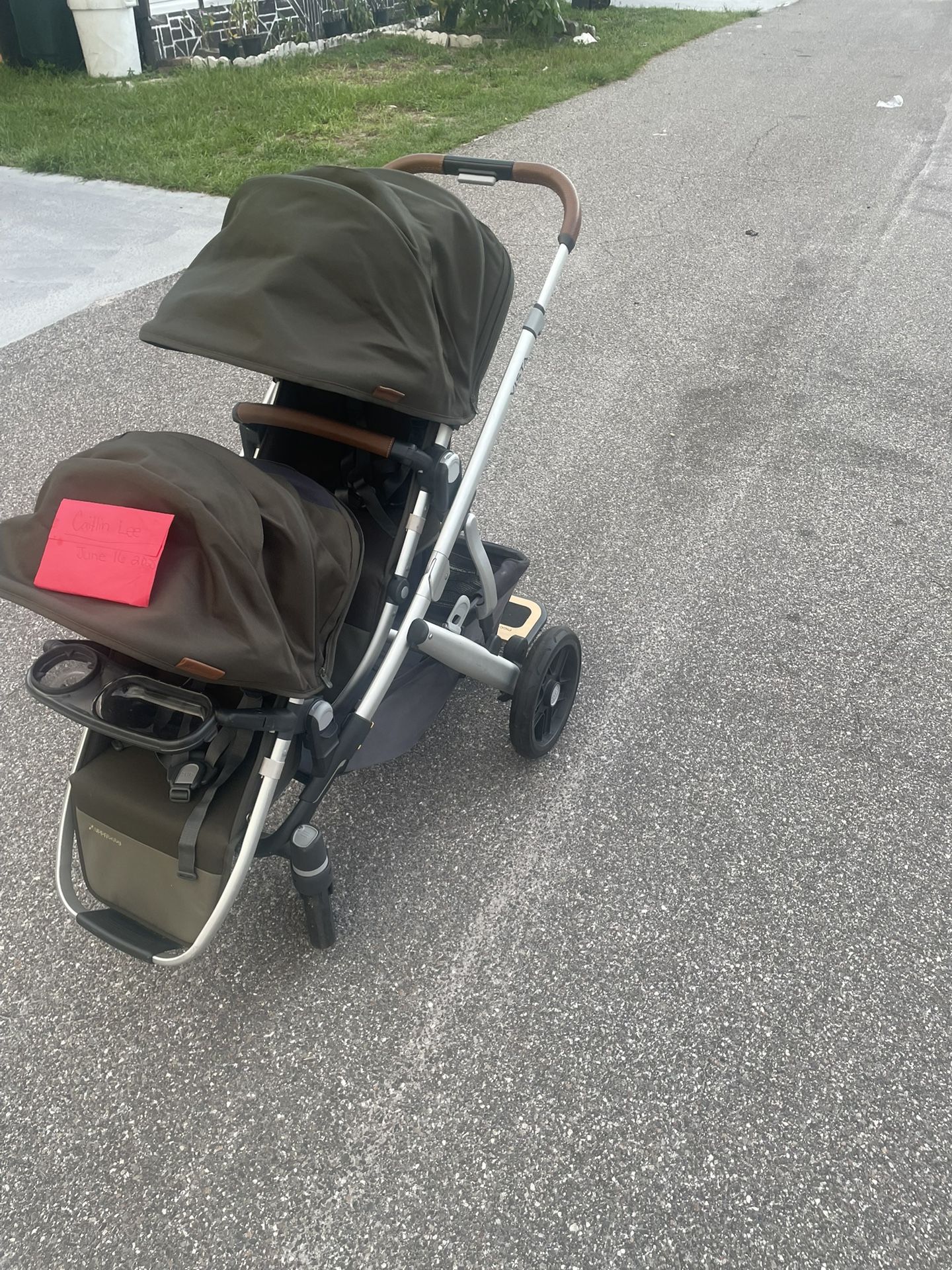 Uppababy vista V2 double stroller in Hazel (olive green)