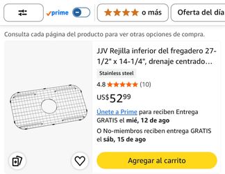 JJV Stainless Steel Kitchen Sink Bottom Grid 27-1/2” x 14-1/4” Center Drain