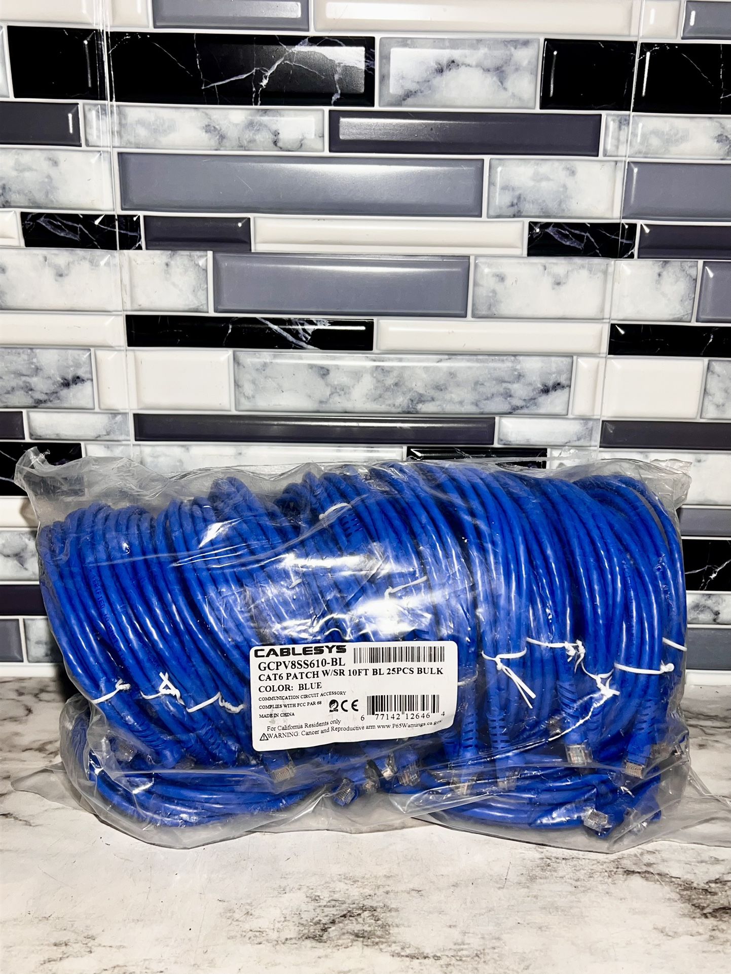 CABLESYS GCPV8SS610-BL Qty of 25 per Lot PATCH CORD W/SR, CAT 6, 10 FOOT, BLUE