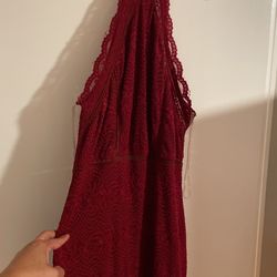 Elegant Wine Red Dress 