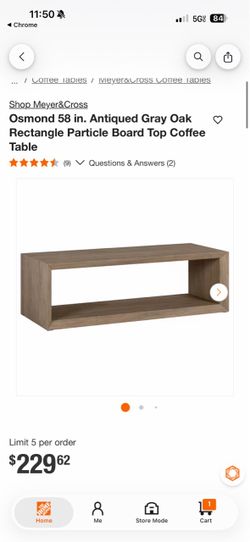 Shop Meyer&Cross Osmond 58 in. Antiqued Gray Oak Rectangle Particle Board Top Coffee Table
