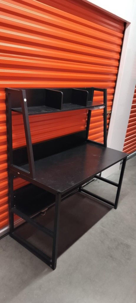 Metal and wood computer desk