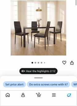 5-Piece Glass Top Dining Table Set with 4 Chairs