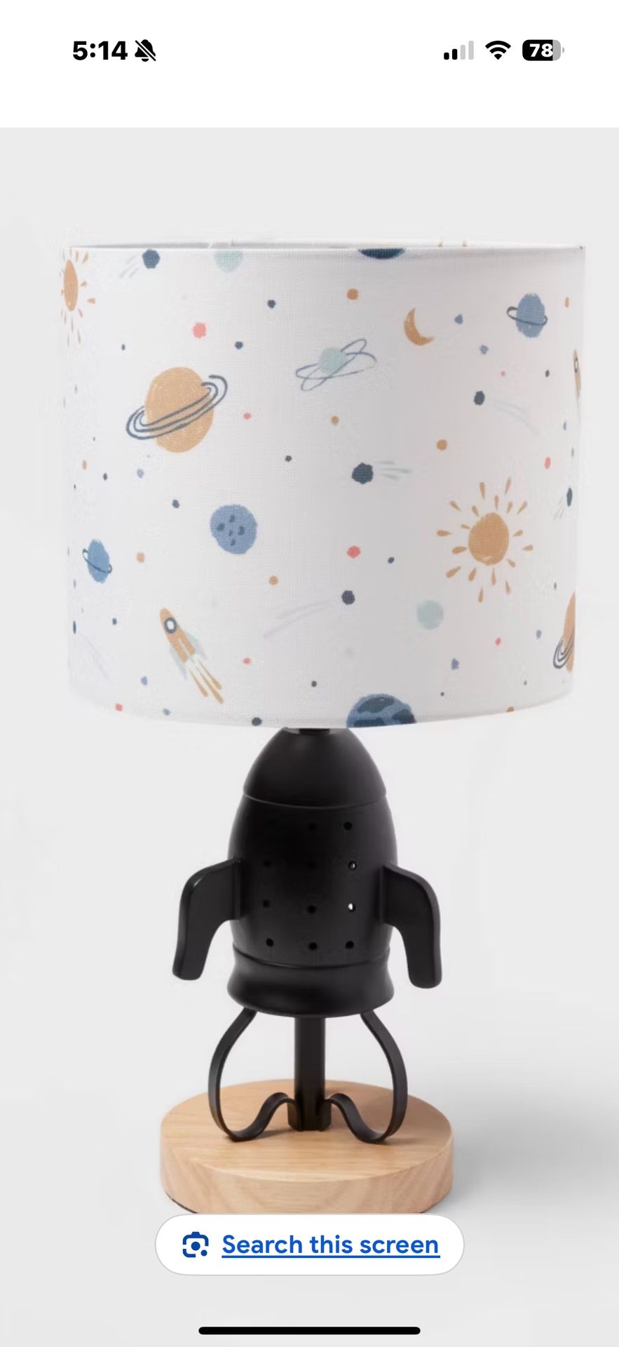 Spaceship Figural Kids' Table Lamp Black - Pillowfor
