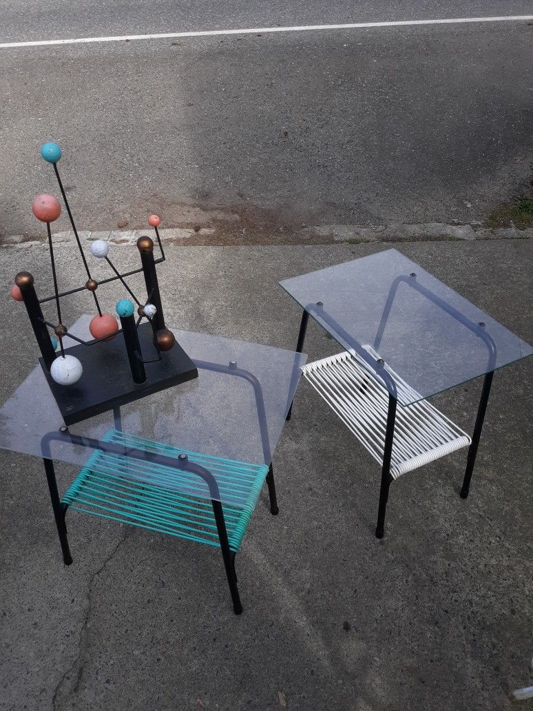 Aimes Aire Mid Century Modern Tables Need New Glass Or Plexiglass Tops As Is Pair