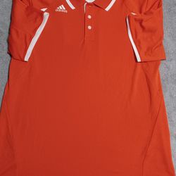 Men's Size Xlarge XL Adidas Orange Collared Climalite White Short Sleeve Golf