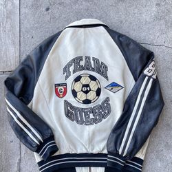Vintage Guess "Team All Sport 1981" Genuine Leather Varsity jacket Size XL