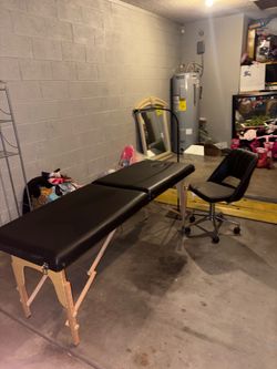 Massage Table, lamp and chair