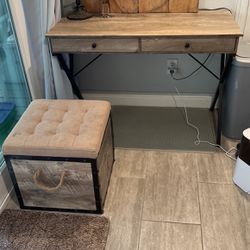 Desk With Matching Ottoman/Storage Box