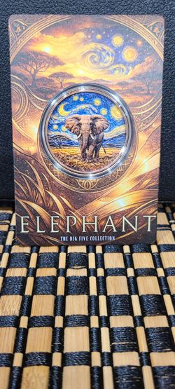 2026 1oz Africa Big 5 Starry Night Fusion Elephant .999 Colorized Copper Round in Blister