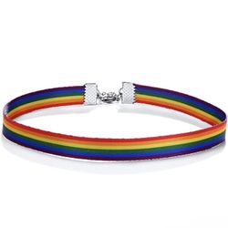 Rainbow Ribbon Choker Necklace  Dual-use Chokers 2-layered Bracelet Adjustable
