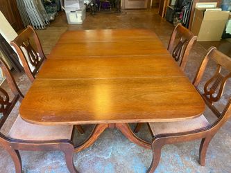 Vintage Mahogany Drop Leaf Table w/Four Chairs and Buffet