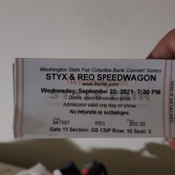 Styx and REO Speedwagon tickets @ WA State Fair