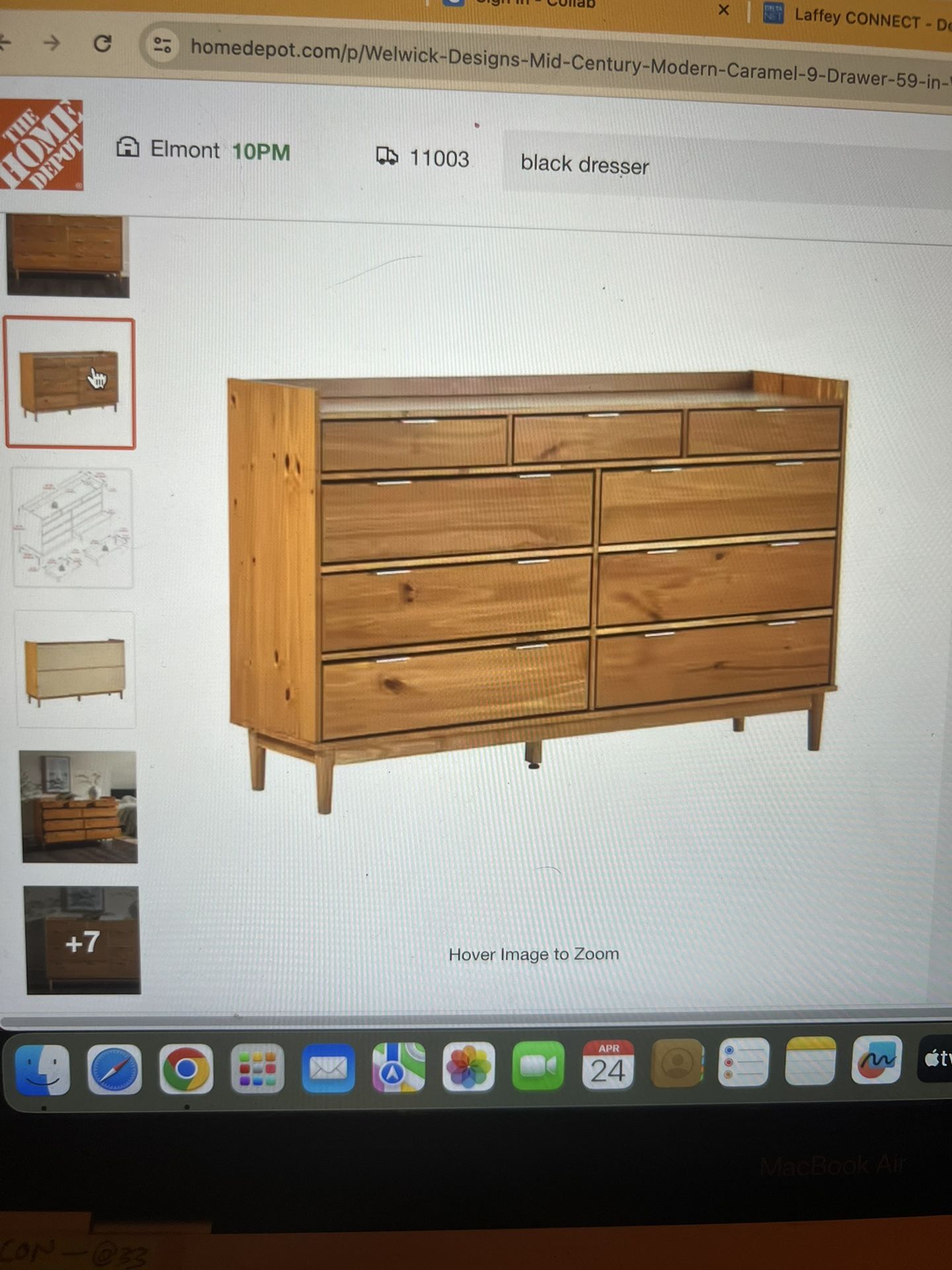 Dresser 9 Drawers Solid Wood 