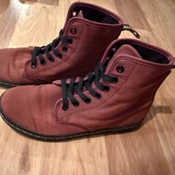 Dr. Martens Burgundy Canvas Boots