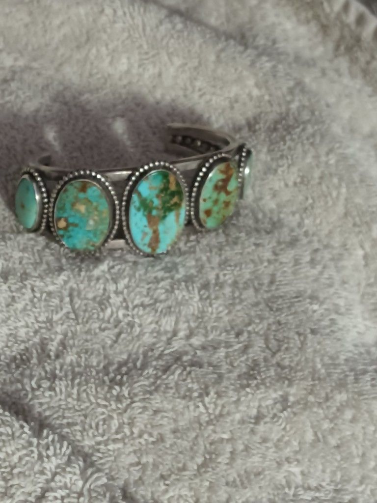 Vintage Navajo Kingman Turquoise Cuff Bracelet