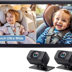 Dual Baby Car Camera with 6.9-Inch Ultra-Wide Display – 1080P HD Rear-Facing Infant Monitor with Night Vision, USB Powered & Easy Installation