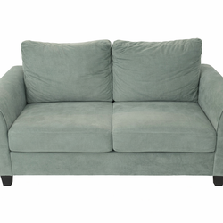 Modern 2-Seat Loveseat Couch – Green/Gray Fabric – Good Condition