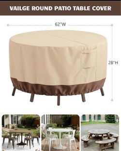 Patio Furniture Covers, Round 62"DIAx28"H, Outdoor Furniture Covers Waterproof Windproof with Padded Handles, Heavy Duty 600D Oxford Outdo