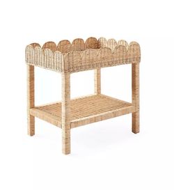 Serena & Lily Scallop Rattan Side Table (2)