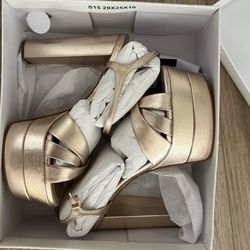 SCHUTZ Keefa gold high heel sandal