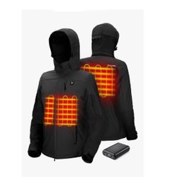 TIDEWE Heated Jacket for Women with Battery Pack (Black, Pink, Camo, Size Large 