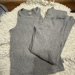 Calvin Klein women's gray ribbed knit pajama set Small on tag  Very good condition  Smoke free home