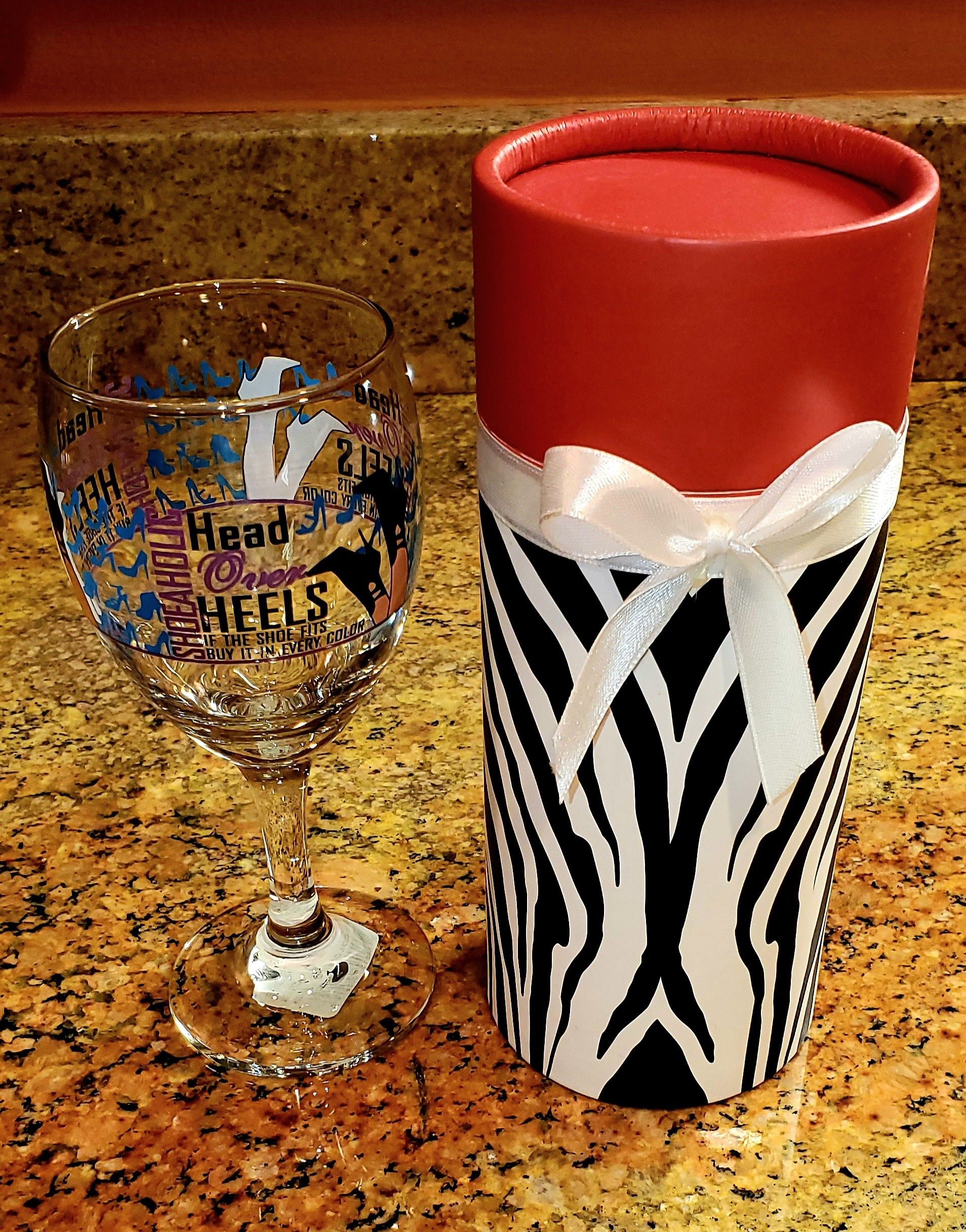 Shoeaholic Head Over Heels 8-oz Stemmed Wine Glass with Decorative Gift Box.  A fun and unique wine glass...Cheers!