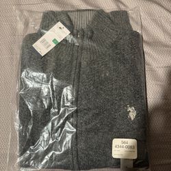 Cotton marl full zip polo sweater  (BLACK)