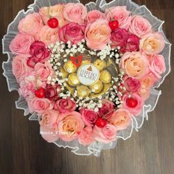 Cherry Rose Bouquet With Ferrero Rocher Chocolate 